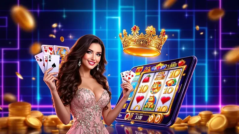Ilustrasi layar slot mobile dengan simbol dan reel permainan